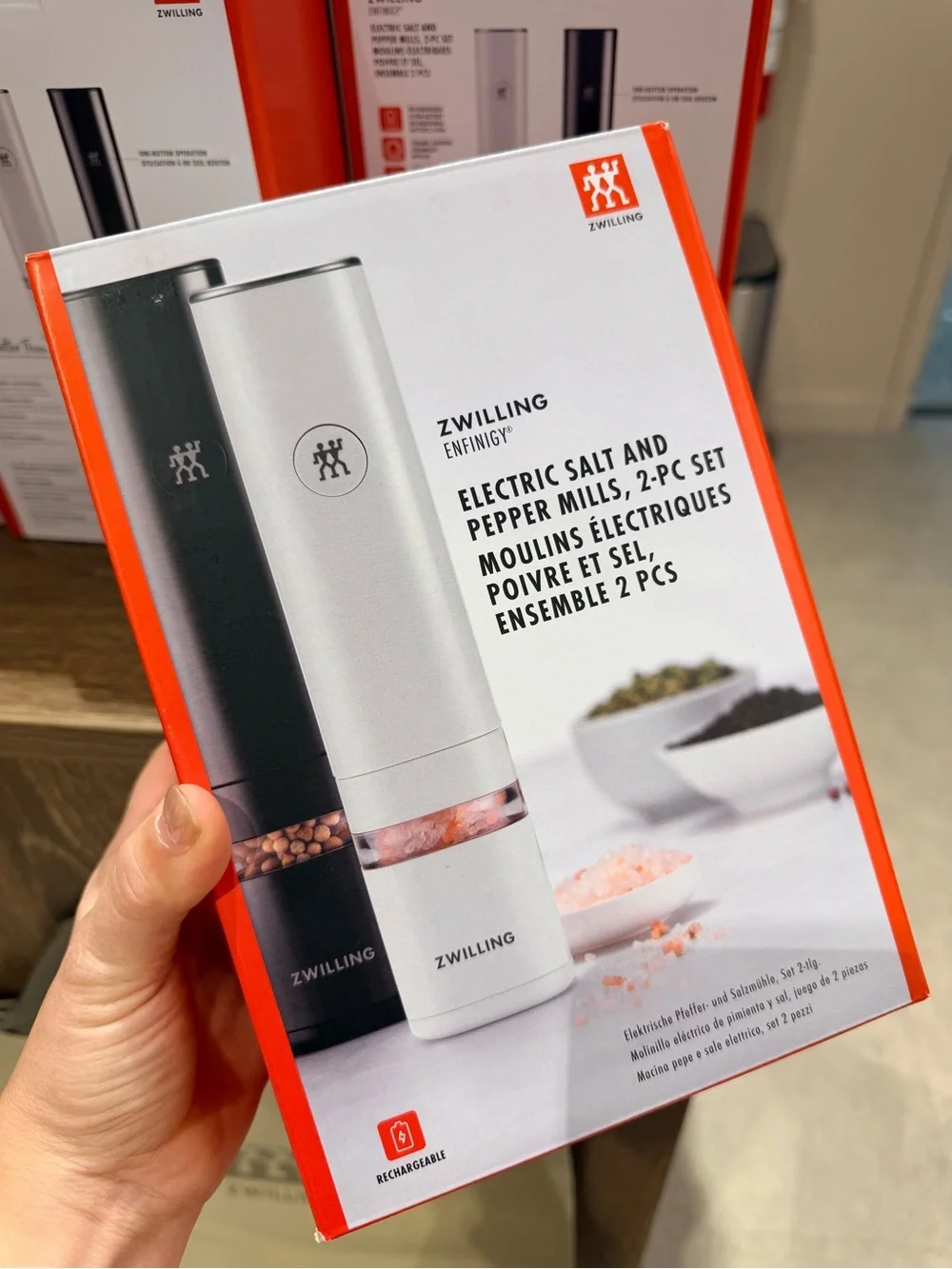 NWT! NEW! ZWILLING Enfinigy Electric Pepper and Salt Grinder Mill 2 Pc Set